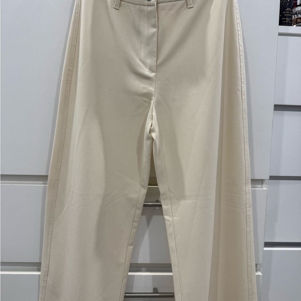 Bershka Beige Trousers with Black Button